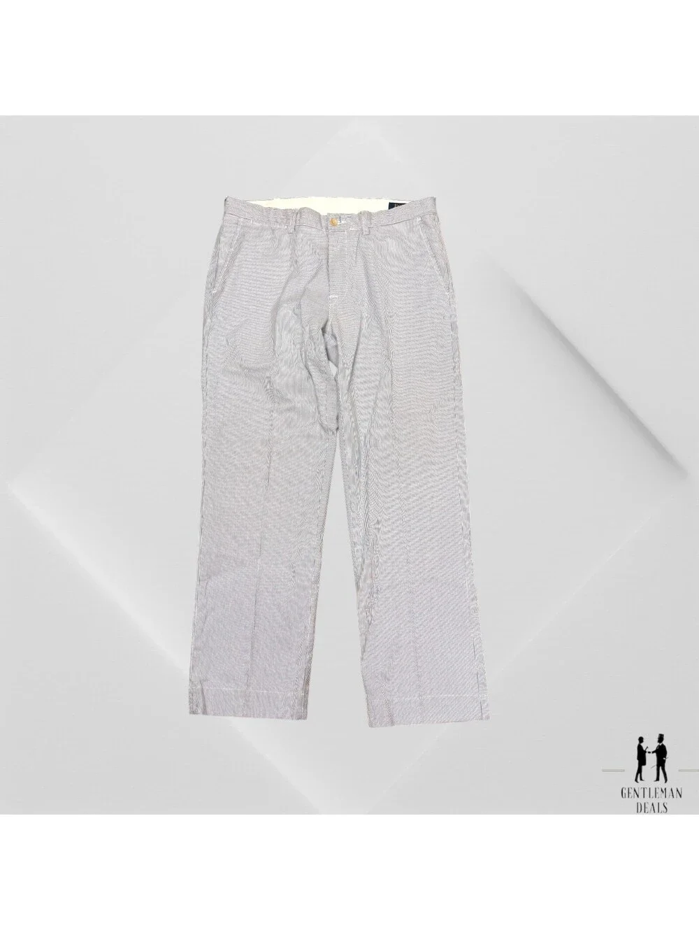 Polo Ralph Lauren Pants Mens 34x29 Blue Seersucker Chino Slacks Trouser Slim Fit